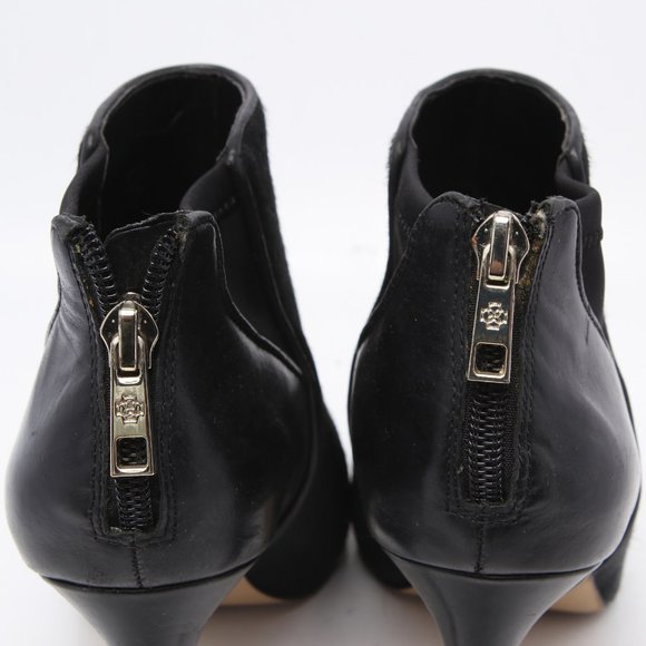Ann Taylor Velleta Leather Calf Hair Ankle Boots Peeptoe Shoes Stiletto Heel 7M - Picture 5 of 10